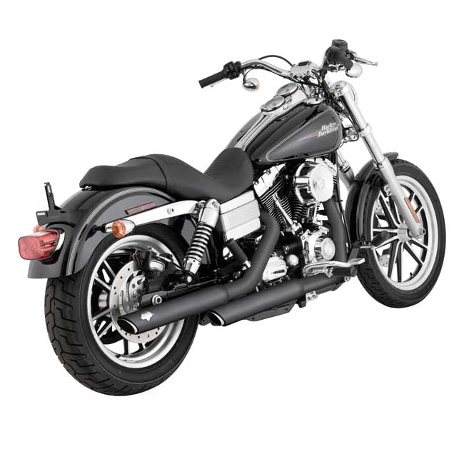 Vance & Hines Twin Slash 3" Slip-On Mufflers for Harley 07-16 Softail Deluxe FLSTN / Black