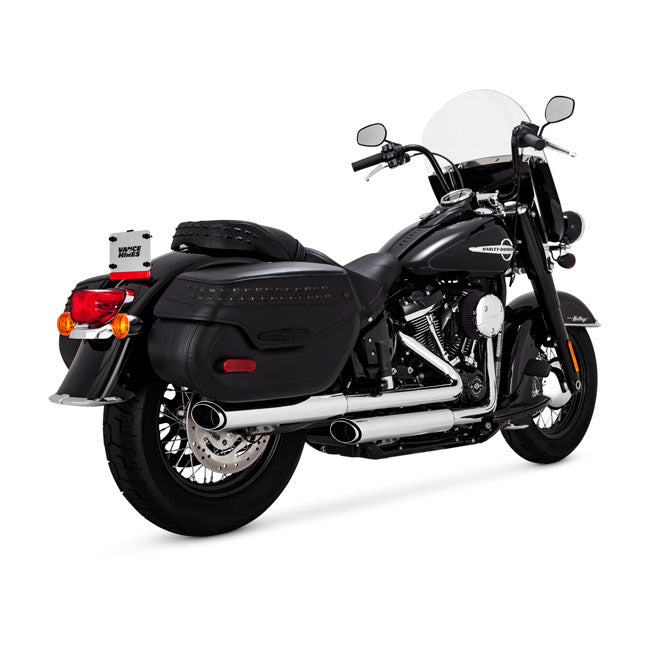 Vance & Hines Twin Slash 3" Slip-On Mufflers for Harley 18-24 Softail Heritage FLHC / FLHCS (read note) / Chrome