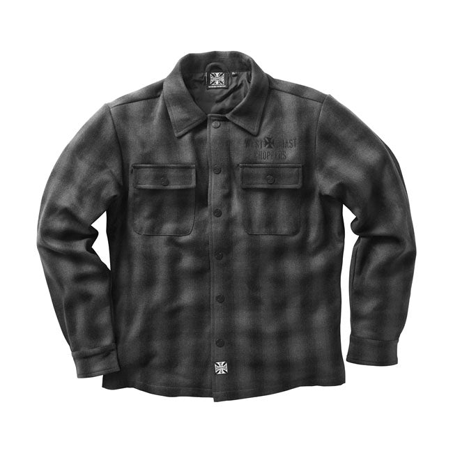 West Coast Choppers Wool Lined Plaid Shirt Jacket Grey/Black / S