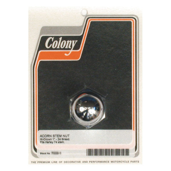 COLONY Övriga reservdelar framgaffel Colony Stem Nut Acorn. FL 49-84; FXWG 80-86; Softail 84-15; FXSB 13-17; FXDWG 93-17; Dyna 06-17; FLT / Touring 80-13 Customhoj