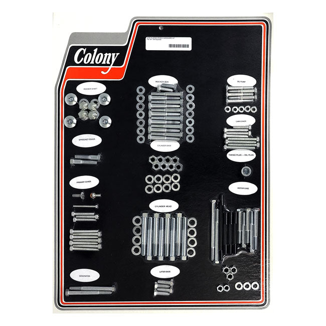 COLONY Skruvkit Harley 71-73 XL MODELS / Förzinkad (OEM Stil) Colony Motor Screw Set HD 30-85 Customhoj