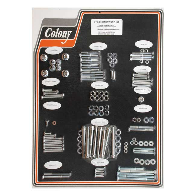 COLONY Skruvkit Harley 77-80 XL MODELS / Krom (OEM Stil) Colony Motor Screw Set HD 30-85 Customhoj
