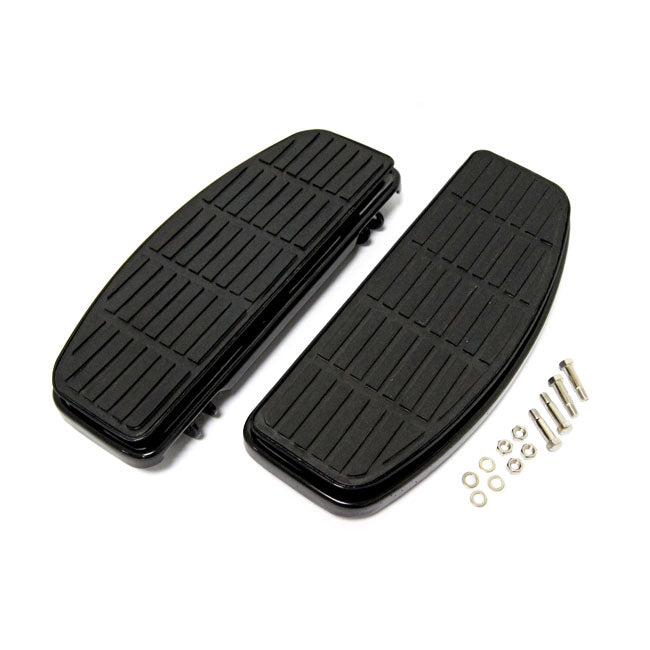 MCS Floorboards Harley 86-17 FL Softail; 12-16 Dyna FLD Switchback; 83-21 FLT/Touring; 09-21 Trikes / Black Traditional Rectangular Shaped Floorboards for Harley Customhoj