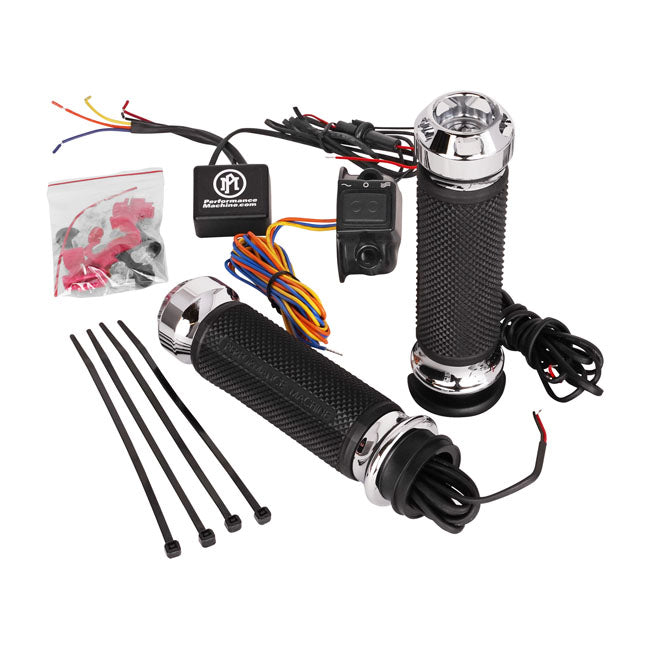 PM Värmehandtag Krom / 08-21 H-D with e-throttle (excl. 15-21 FLTRX) PM Apex Värmehandtag E-thr. Svart / Krom Customhoj
