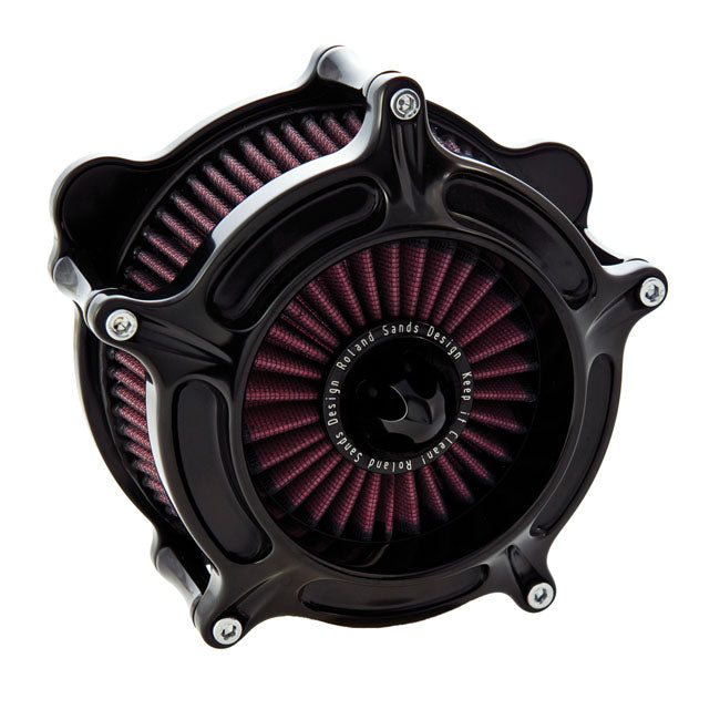 Roland Sands Design Air Cleaner Harley CV carb: 93-06 Big Twin; Delphi inj.: 01-15 Softail; 04-17 Dyna (excl. 2017 FXDLS); 02-07 FLT/Touring / Black Roland Sands Designs Turbine Air Cleaner for Harley Customhoj