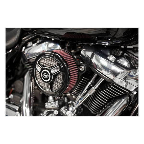 S&S Air Cleaner Harley 18-22 Softail; 17-22 Touring; 17-22 Trikes / Black S&S Stealth Tri-Spoke Air Cleaner for Harley Customhoj